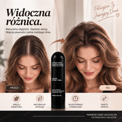 Vitalisys® Fluffy Hair Volumizing Spray – Lekki spray unoszący włosy u nasady i nadający im objętość oraz naturalną lekkość, o zapachu brzoskwini 💖