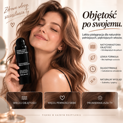 Vitalisys® Fluffy Hair Volumizing Spray – Lekki spray unoszący włosy u nasady i nadający im objętość oraz naturalną lekkość, o zapachu brzoskwini 💖