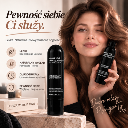 Vitalisys® Fluffy Hair Volumizing Spray – Lekki spray unoszący włosy u nasady i nadający im objętość oraz naturalną lekkość, o zapachu brzoskwini 💖