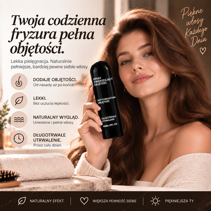 Vitalisys® Fluffy Hair Volumizing Spray – Lekki spray unoszący włosy u nasady i nadający im objętość oraz naturalną lekkość, o zapachu brzoskwini 💖