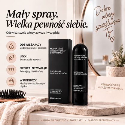 Vitalisys® Fluffy Hair Volumizing Spray – Lekki spray unoszący włosy u nasady i nadający im objętość oraz naturalną lekkość, o zapachu brzoskwini 💖